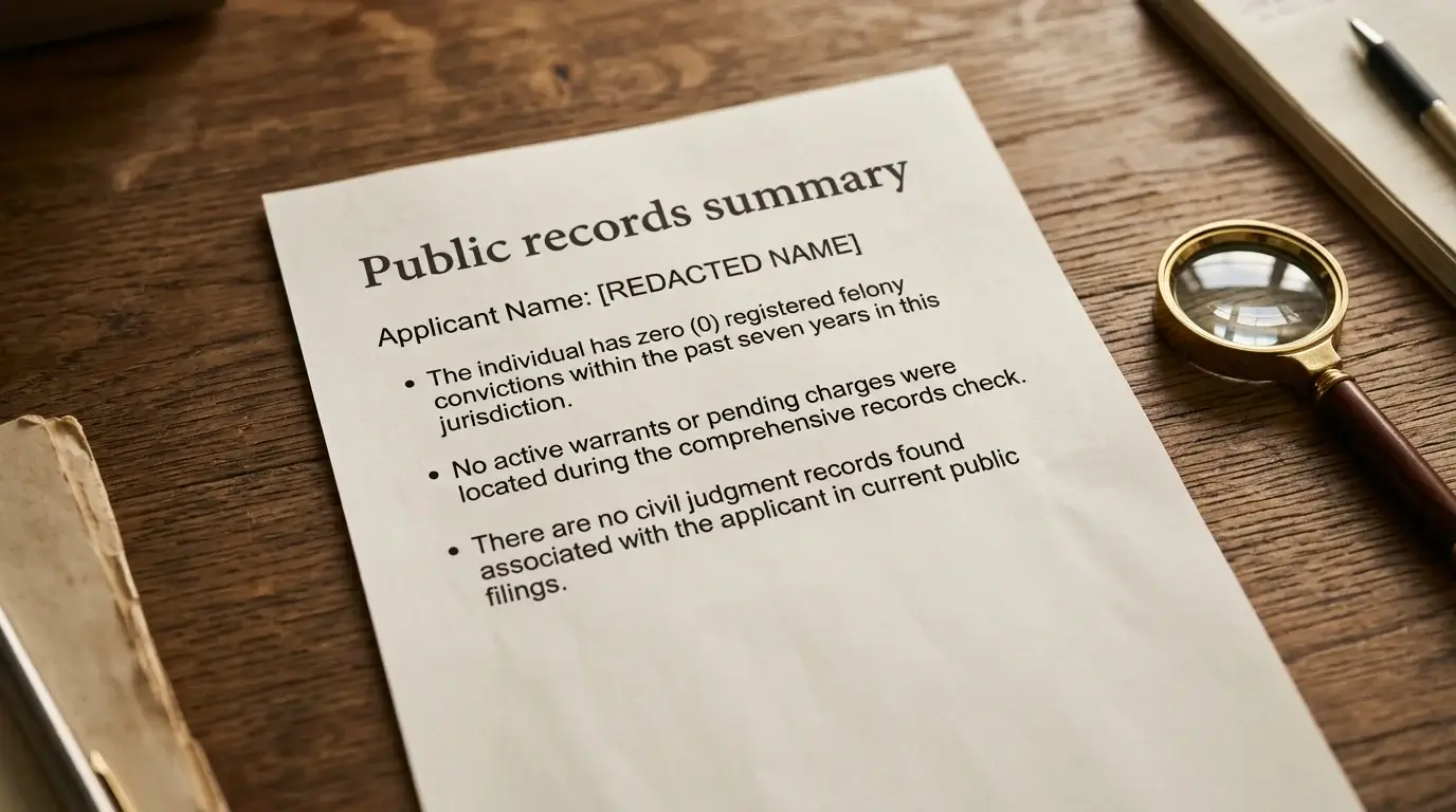 Office monitor displaying a credit-reference data summary screen with public records and electoral roll indicators