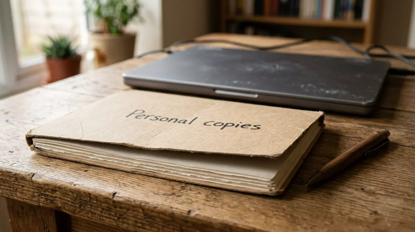 Organised desktop folder of scanned verification documents stored locally on a laptop for personal records