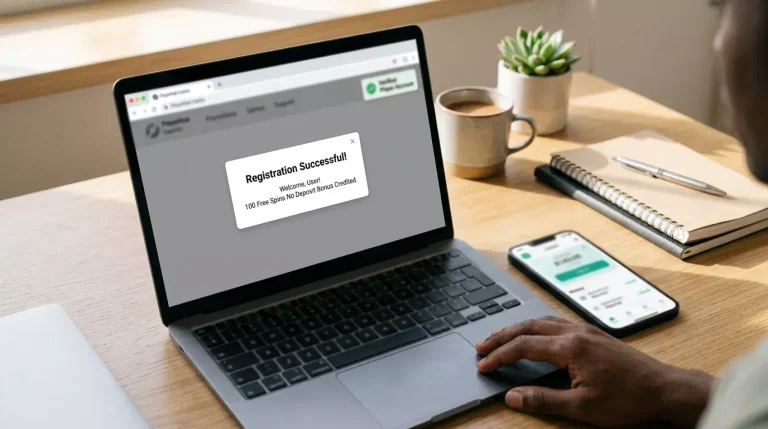 ecoPayz wallet dashboard beside a UK casino registration screen displaying a verified no deposit bonus offer