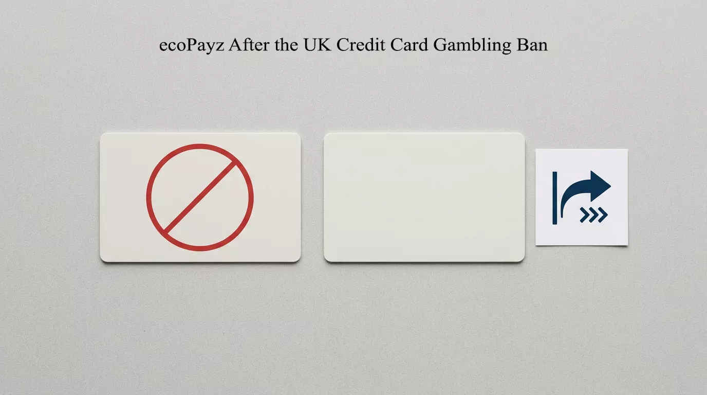 A bank card with a red prohibition overlay beside an unblocked debit card and a bank transfer icon representing permitted Payz funding sources