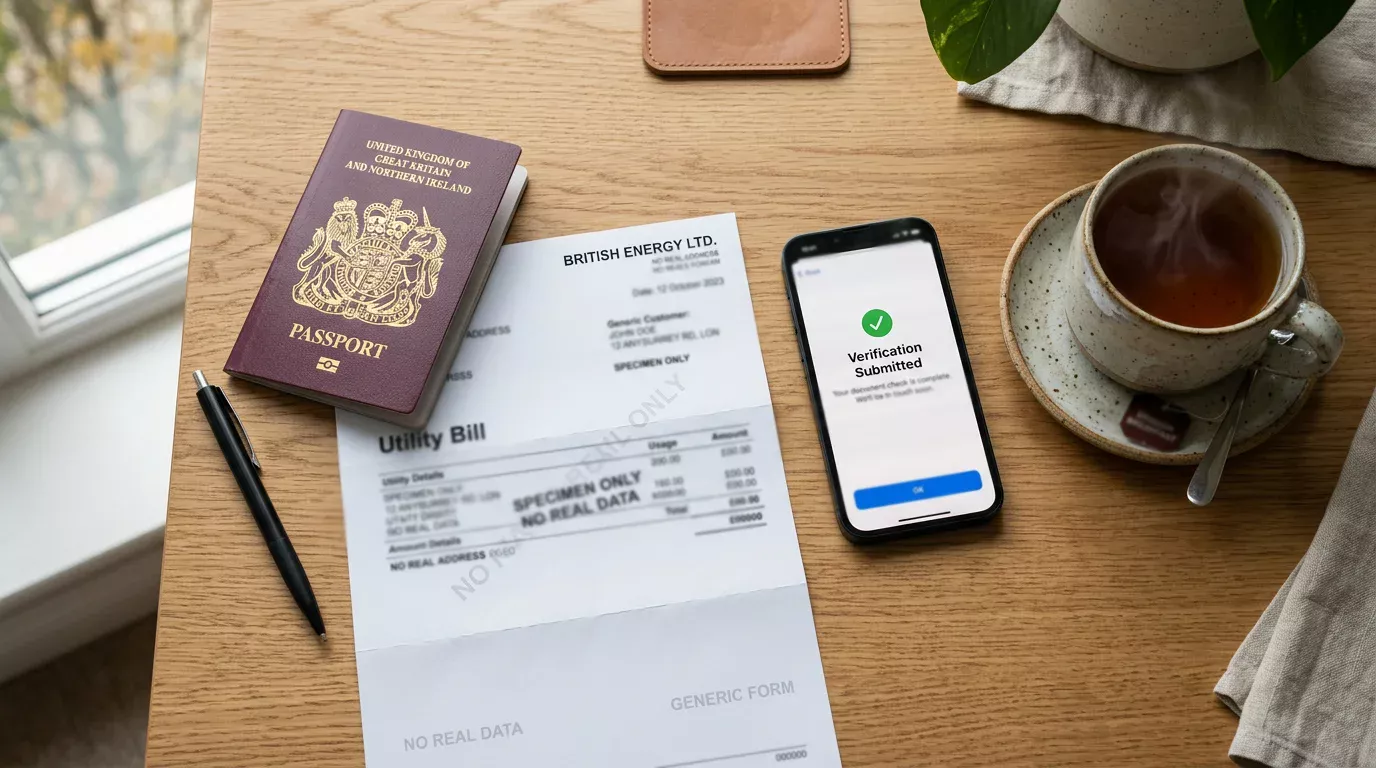 ID document and proof of address ready for casino KYC at a Payz withdrawal