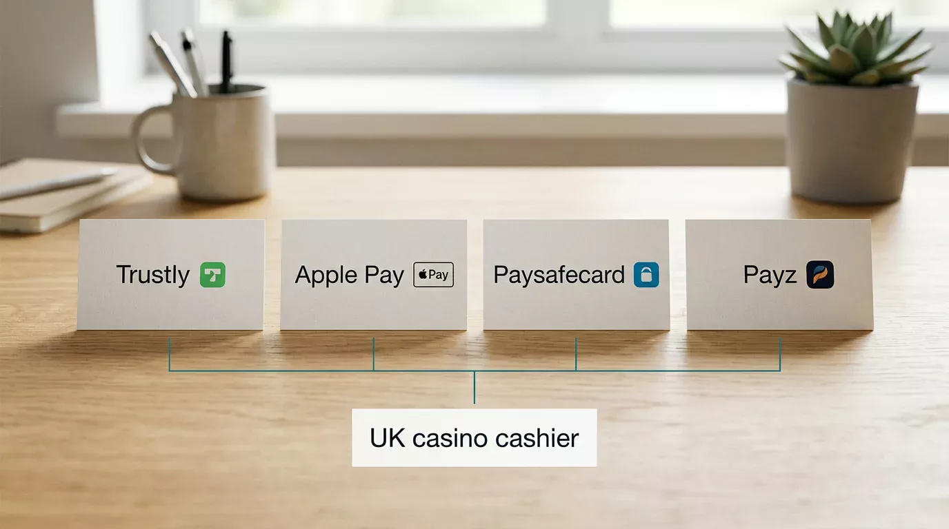 Trustly, Apple Pay and Paysafecard alongside ecoPayz at a UK casino cashier