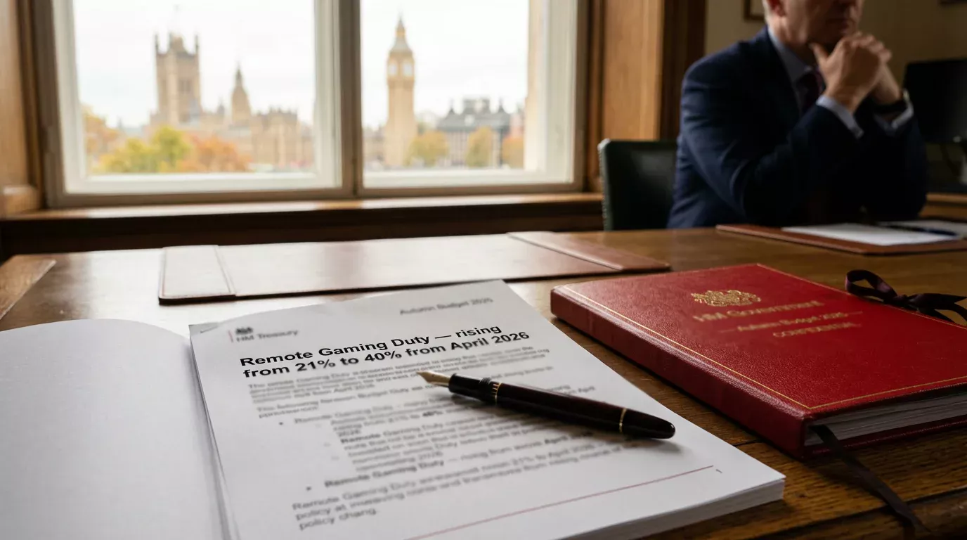 UK Autumn Budget 2025 paperwork outlining the 2026 Remote Gaming Duty rise